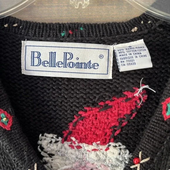 Vintage Belle Pointe Ugly Christmas Sweater Beaded Embroidered Colorful Sz Small - Picture 2 of 16